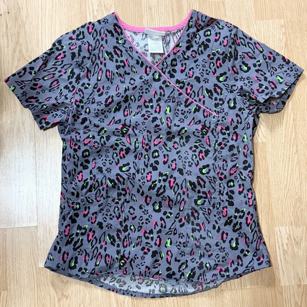 Leopard Print Scrub Top Shirt